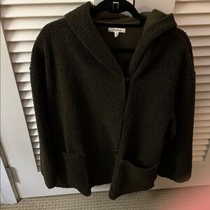 Max Studio Cozy Brown Hooded Jacket size S